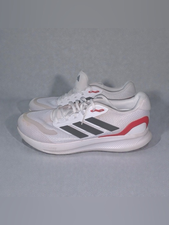 adidas Other - adidas White Sneakers with Gray Stripes and Red Heel Accent